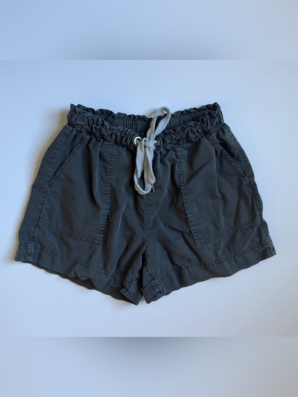 aerie Charcoal Gray Paperbag Waist Drawstring Shorts with Pockets